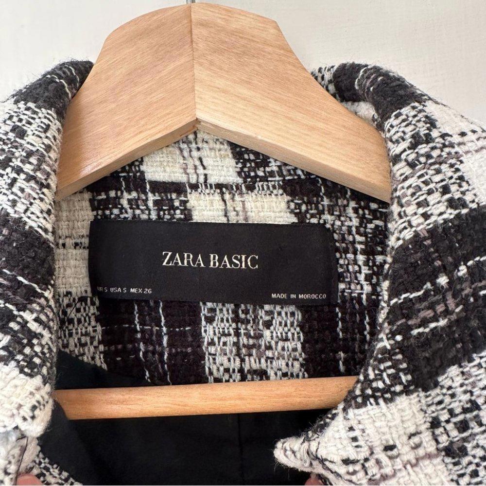 Zara Basic Black And White Button Up Check Oversh… - image 4